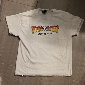 Thrasher Workshop White Tee with Rainbow Logo